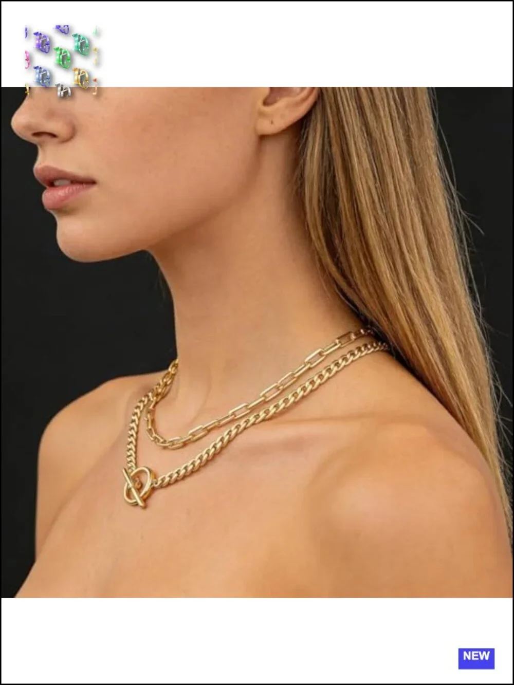 Gold Chunky Layered Necklace Set - Paperclip & Cuban Link Chains with Toggle